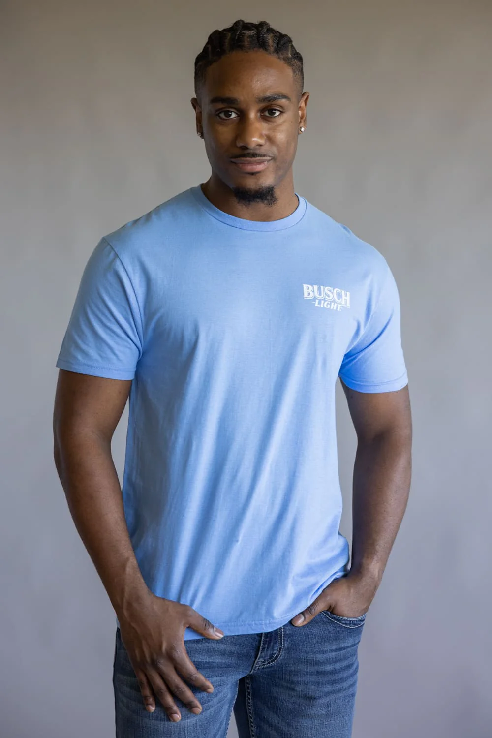 Busch Light Pack Leader T-Shirt for Men in Baby Blue | 2219-BABYBLUE - Image 3