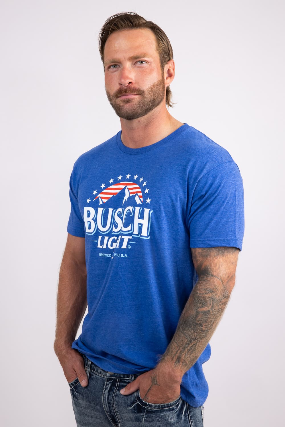 Busch Light USA T-Shirt for Men in Blue  | 17100-101B - Image 4