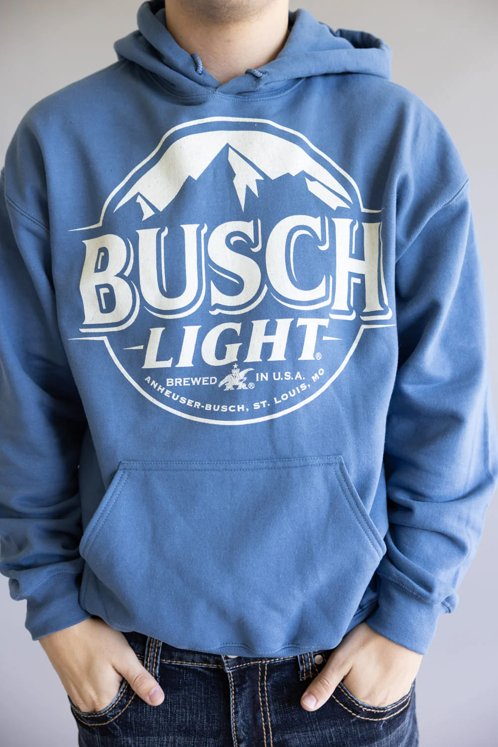 Busch Vintage Logo Graphic Sweatshirt for Men in Indigo Blue | 2237-INDIGOBLUE - Image 3