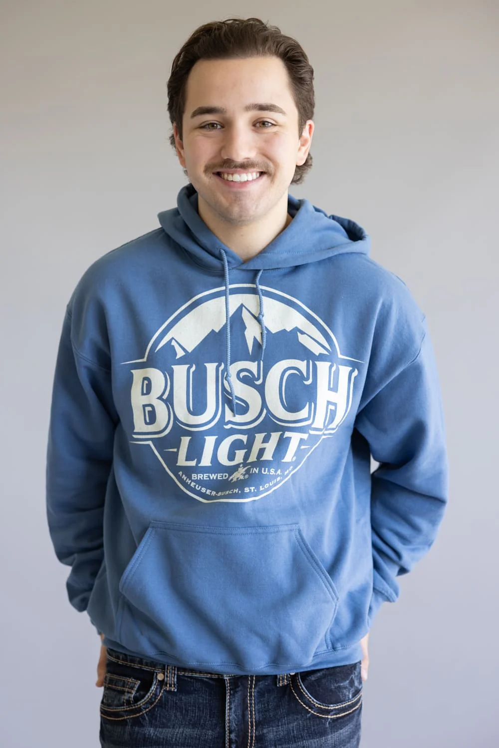 Busch Vintage Logo Graphic Sweatshirt for Men in Indigo Blue | 2237-INDIGOBLUE - Image 4