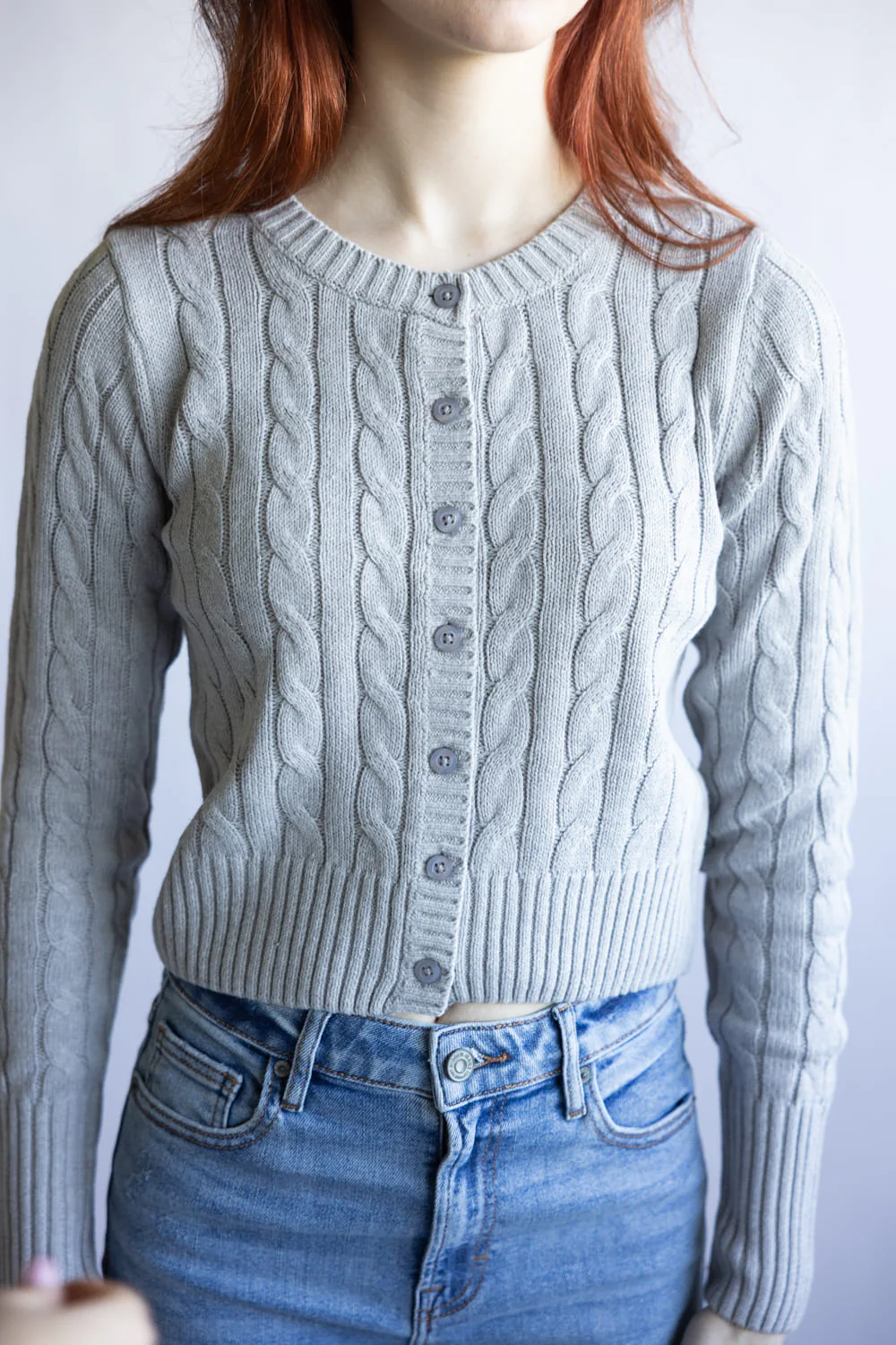 Button Front Cardigan for Women in Light Heather Grey | PF5S44860-LIGHTHEATHERGREY - Image 2