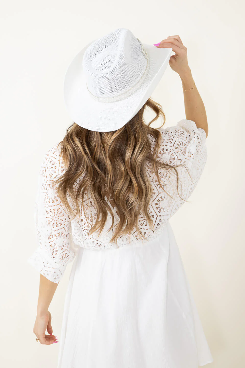 C.C. Bride Cowgirl Hat for Women in White | CBC-02-WHITE/CLEAR - Image 3