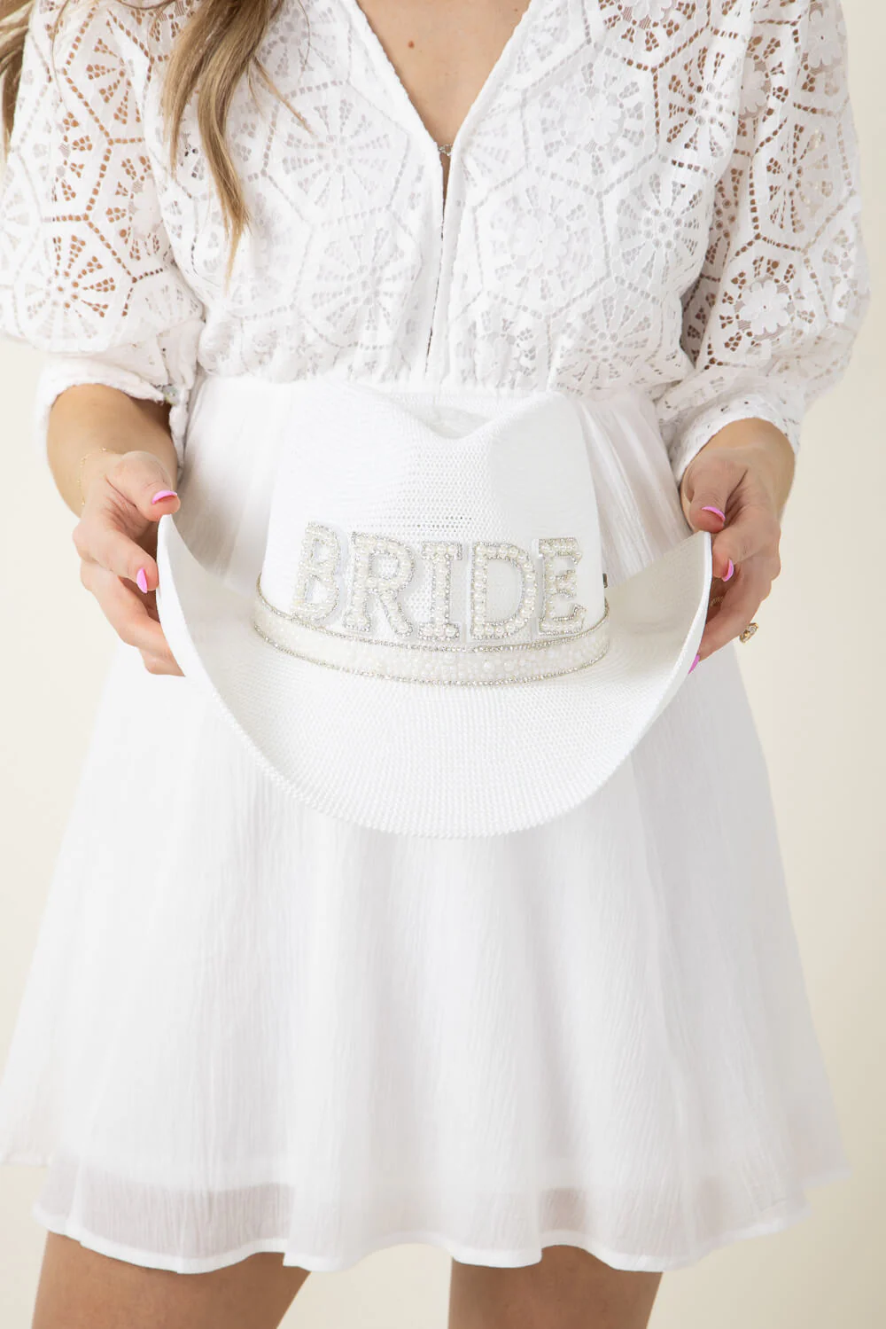 C.C. Bride Cowgirl Hat for Women in White | CBC-02-WHITE/CLEAR - Image 4