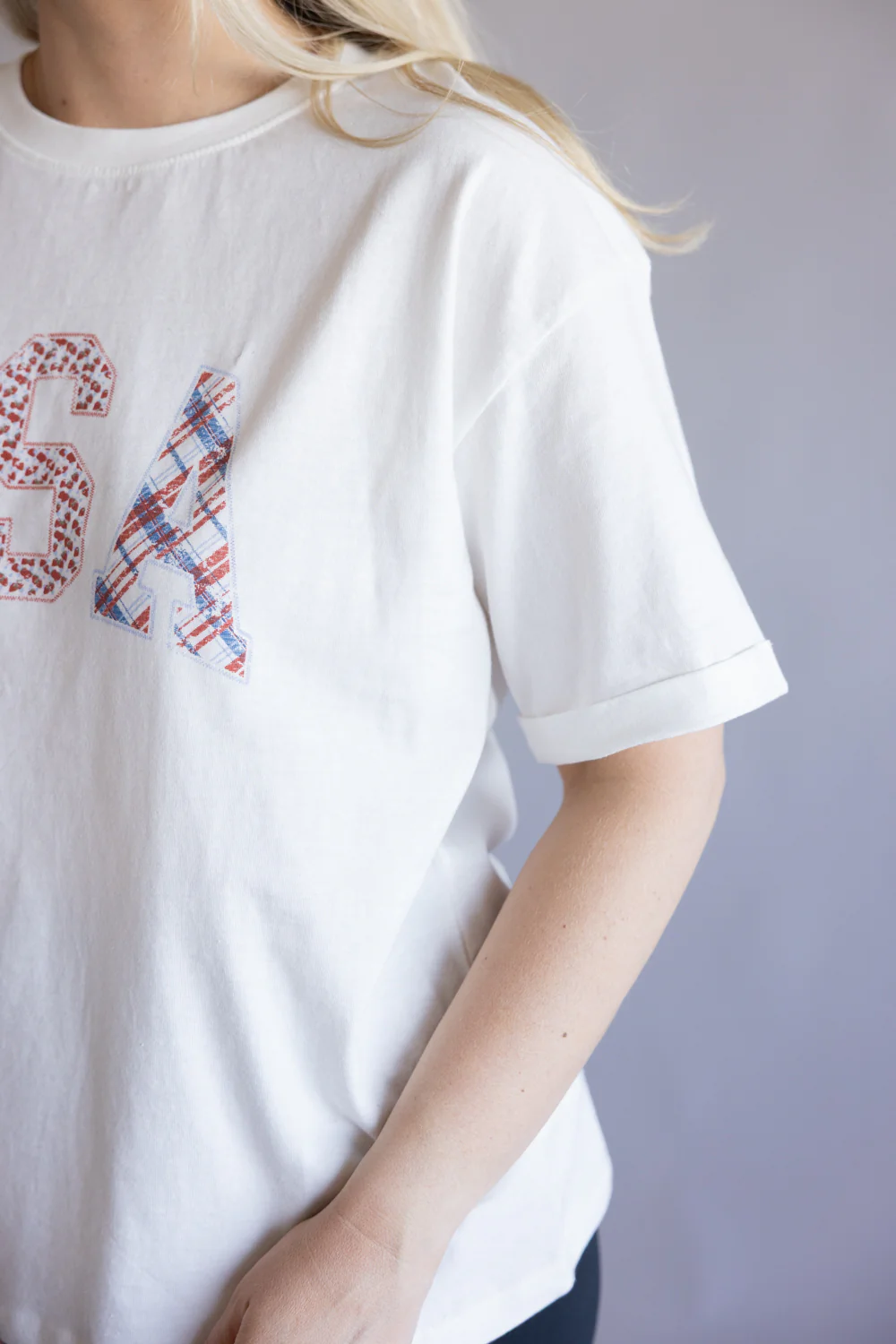 C&C California Gingham USA Melissa Tee for Women in White | 89A03008-WHITE - Image 4