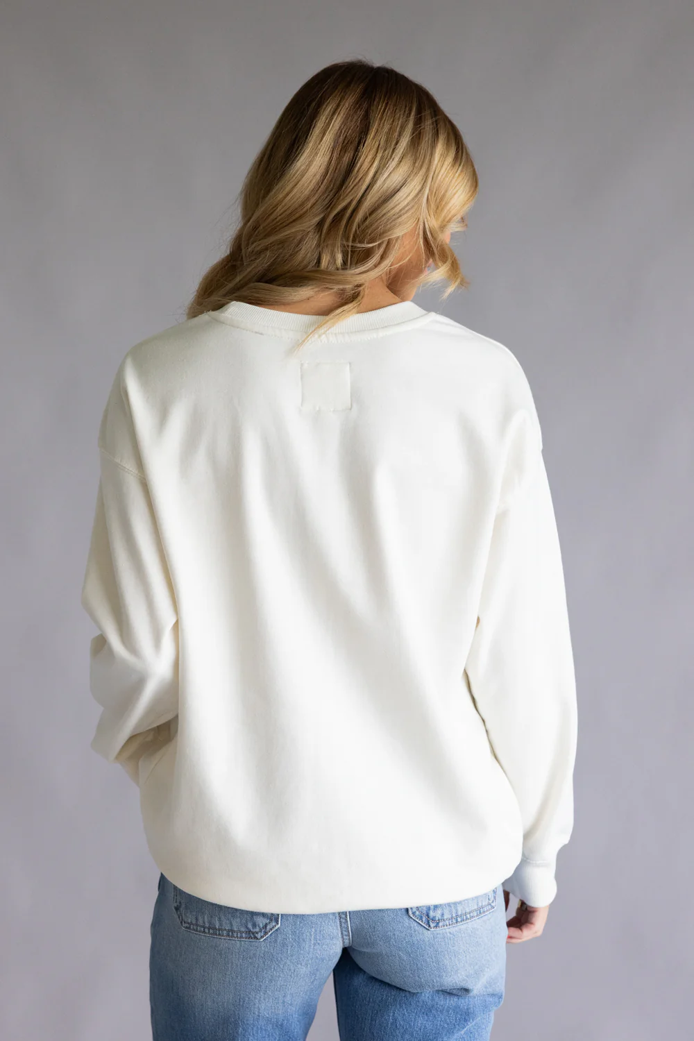 C&C California Keys to my Heart Embroidered Fleece Sweatshirt for Women in Antique White | 89B03349-WHITE - Image 3