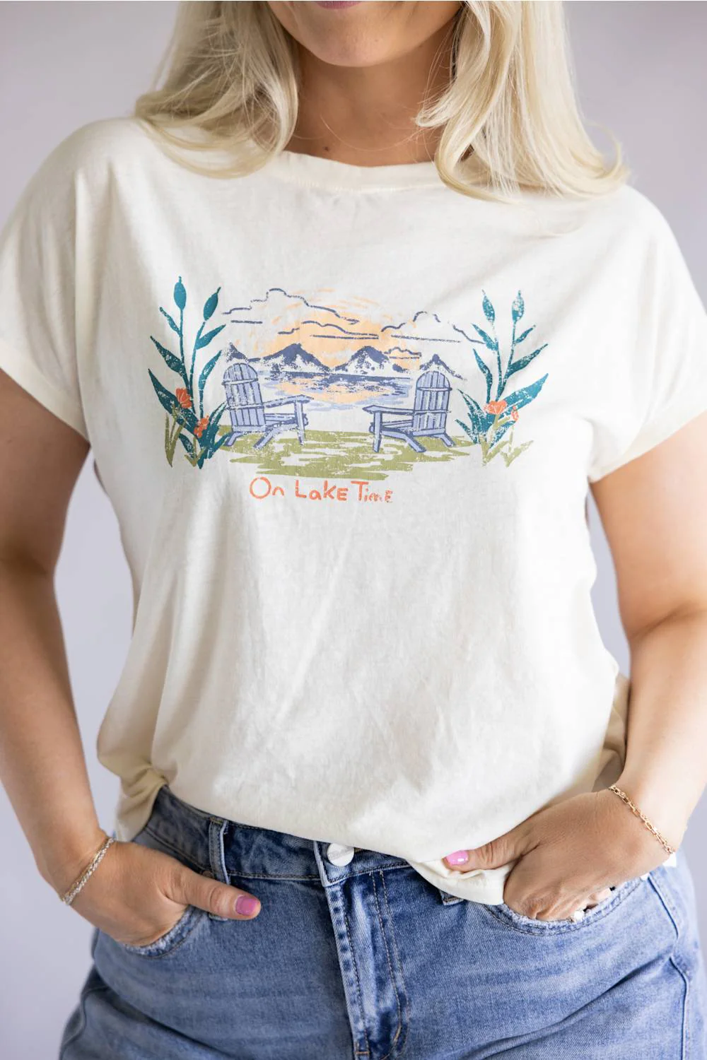 C&C California Lake Camille Tee for Women in White | 89A01828-CREAM - Image 2