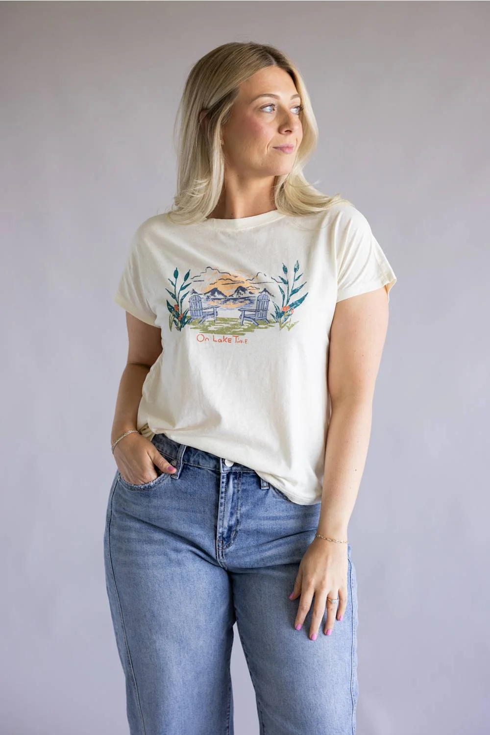 C&C California Lake Camille Tee for Women in White | 89A01828-CREAM - Image 4
