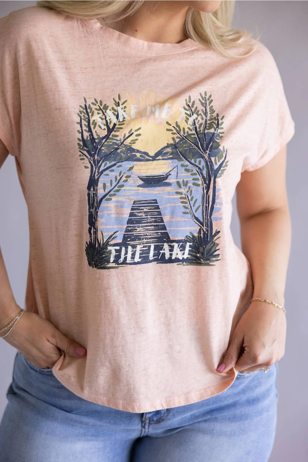 C&C California Lake Tee for Women in Pink | 89A01828-CORALP - Image 2