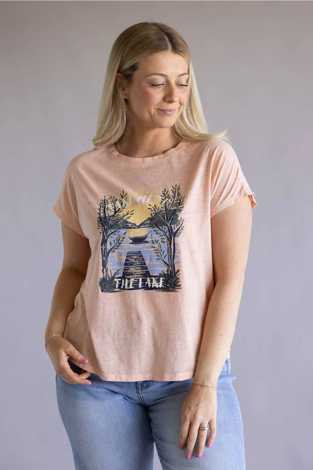 C&C California Lake Tee for Women in Pink | 89A01828-CORALP - Image 4
