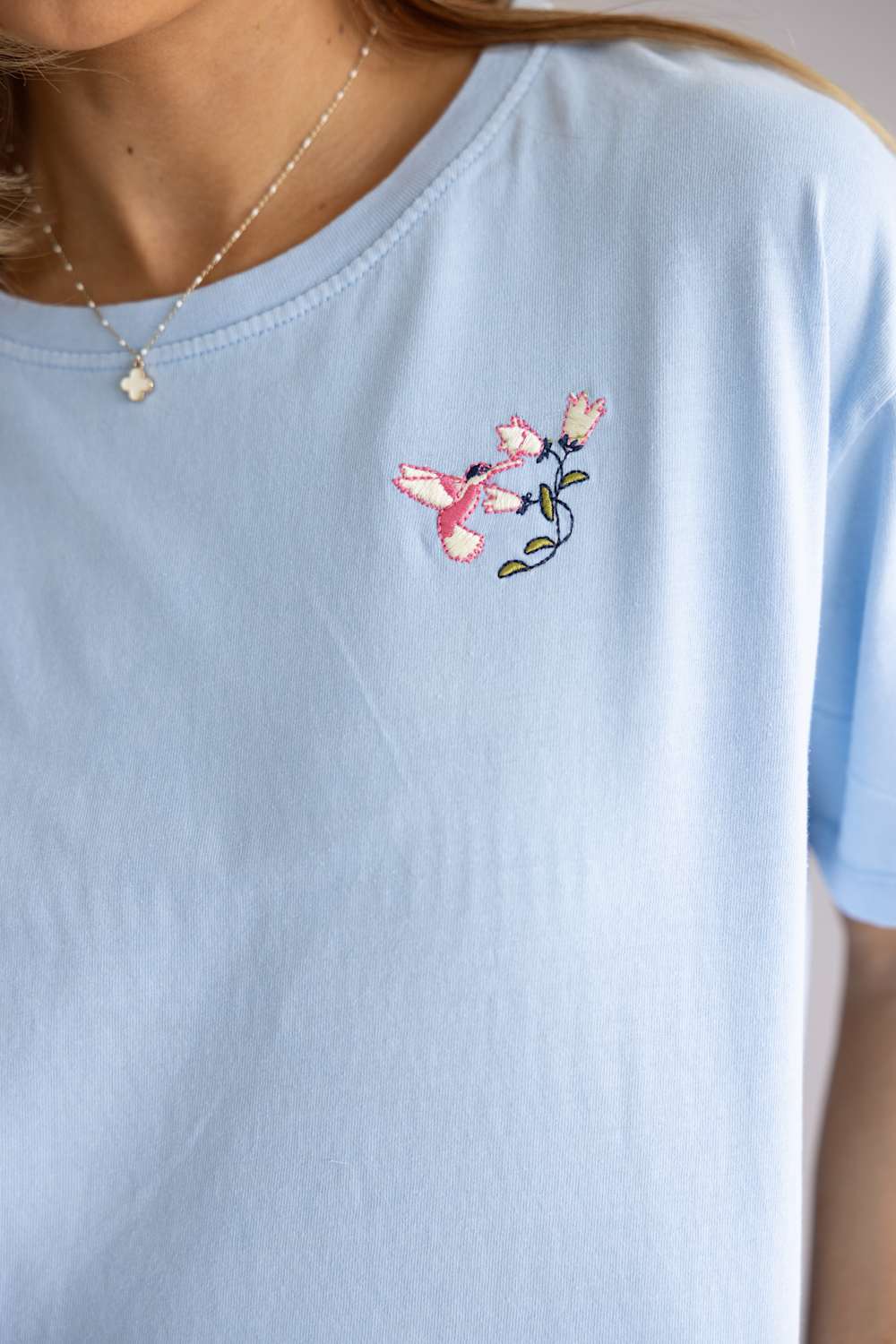C&C California Toni Hummingbird Boxy Crew Tee for Women in Blue Bell | 89A02892-BLUE - Image 3