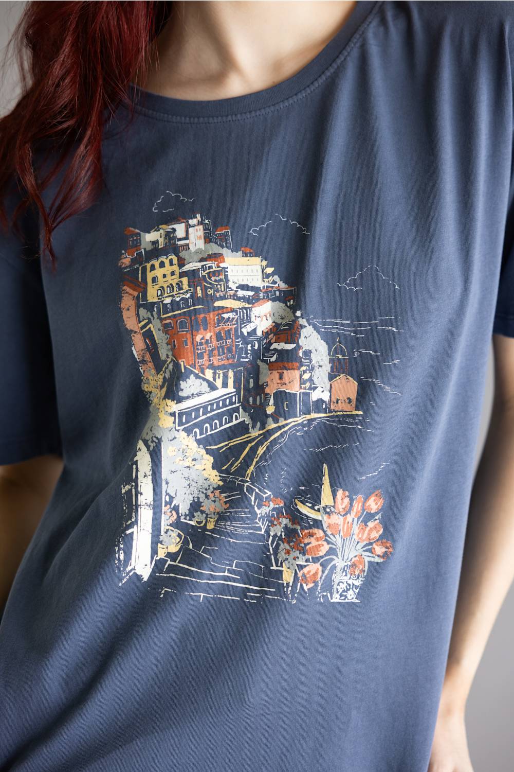 C&C California Toni Seaside Town Boxy Crew Tee for Women in Vintage Indigo | 89A02892-VININDIGO - Image 2