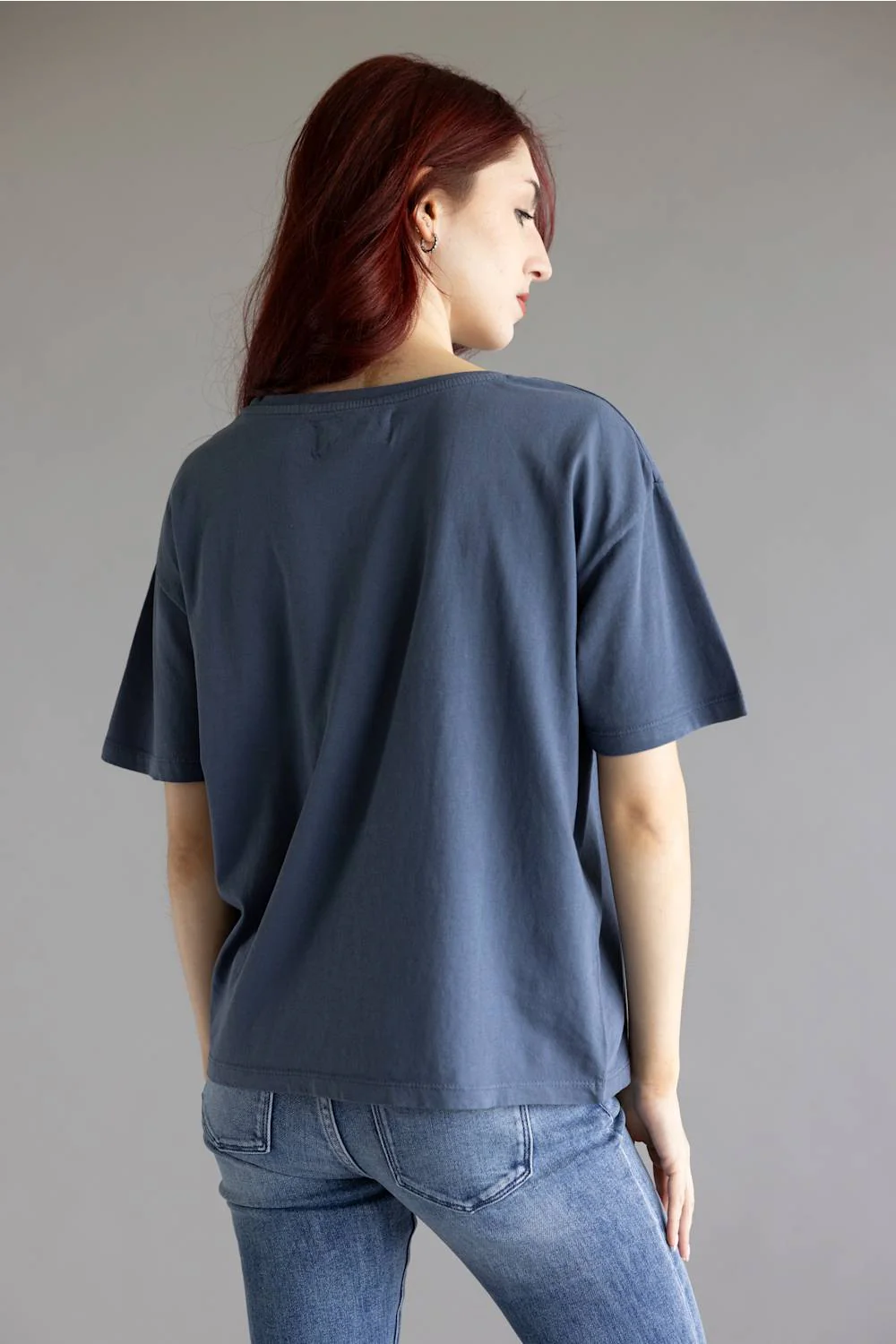C&C California Toni Seaside Town Boxy Crew Tee for Women in Vintage Indigo | 89A02892-VININDIGO - Image 3