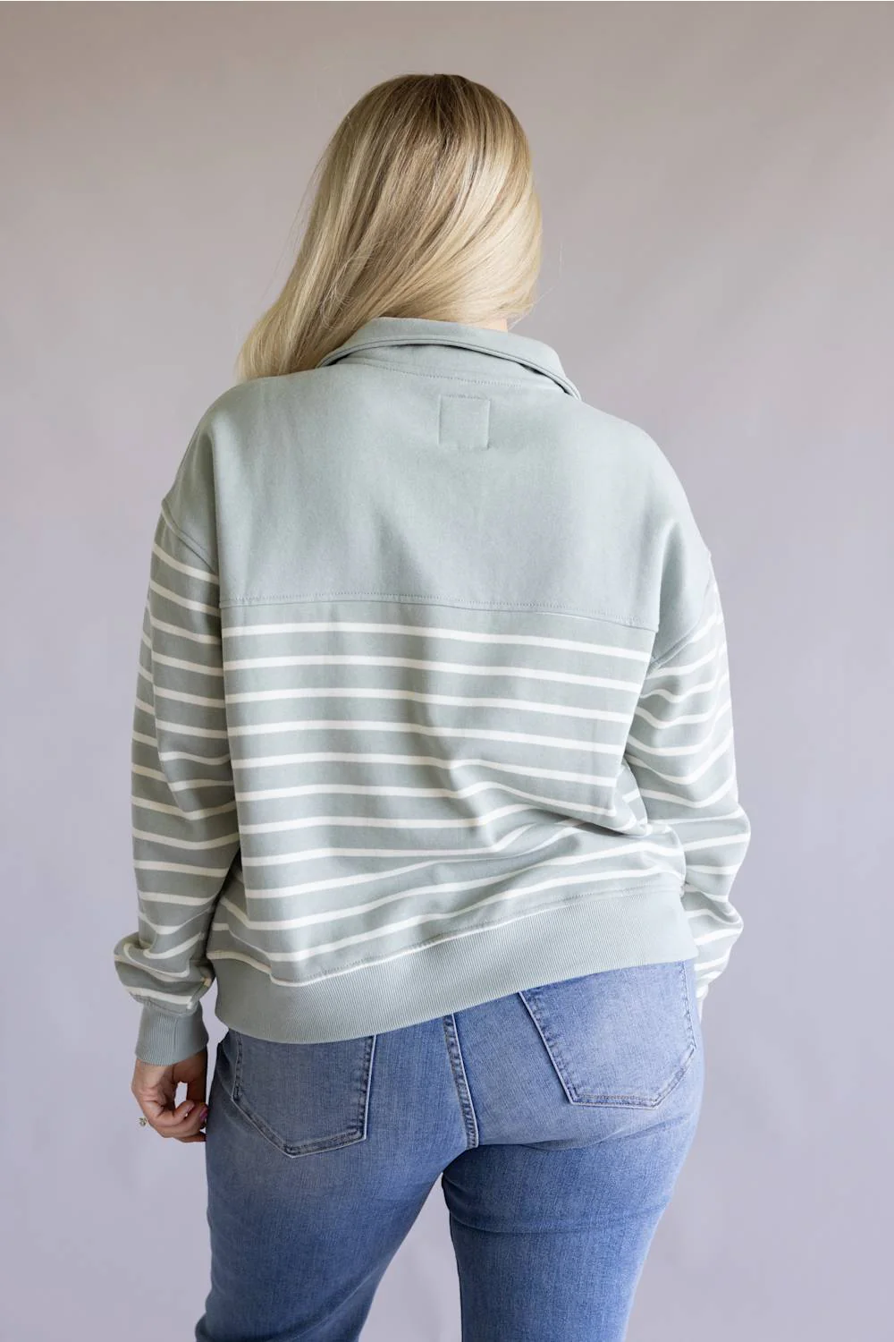C&C California Waverly Fleece Quarter Zip Sweatshirt for Women in Grey/White | 89B03543-GREY - Image 3
