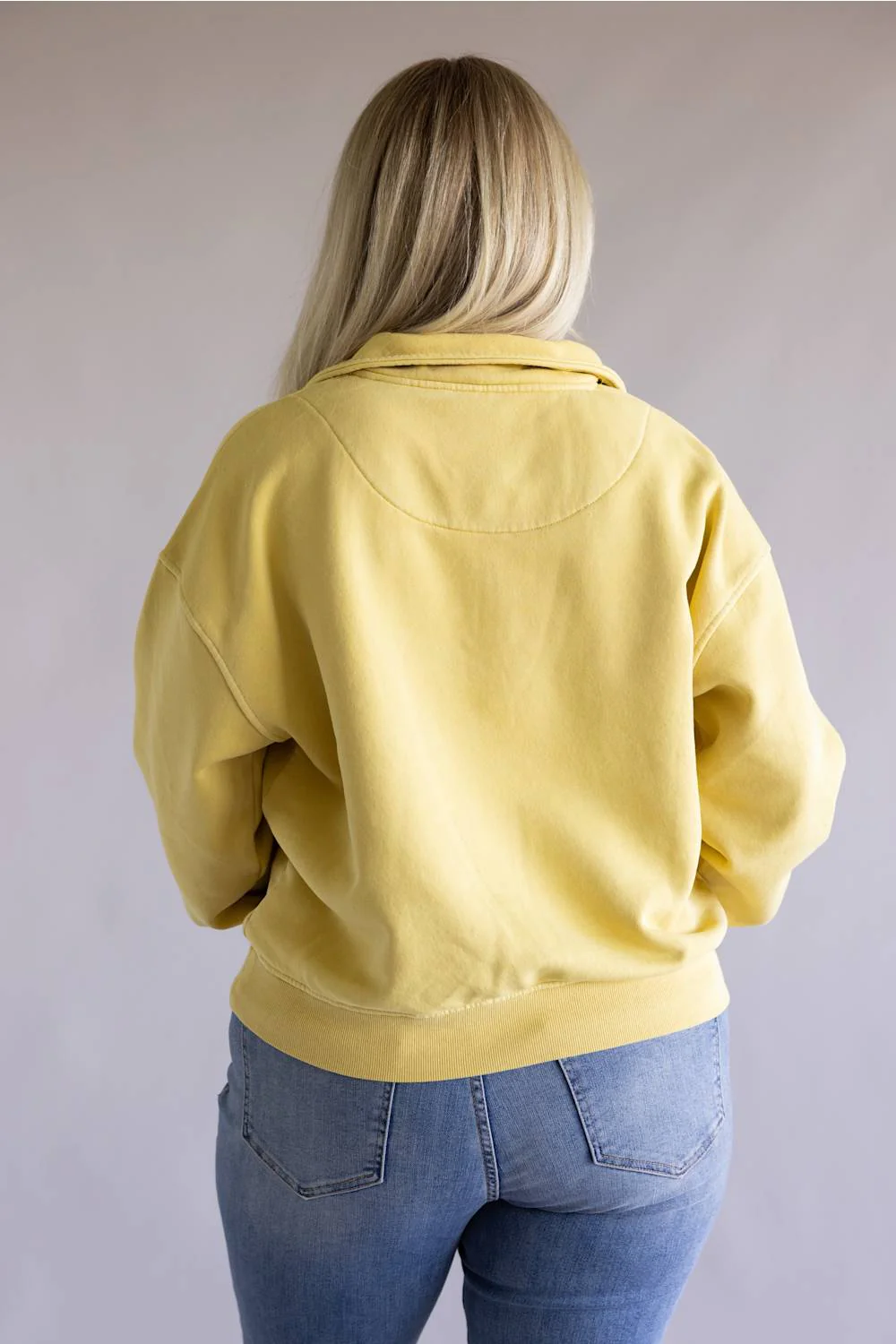 C&C California Waverly Sunwashed Fleece Quarter Zip Sweatshirt for Women in Yellow | 89B03362-JOJOBA - Image 3