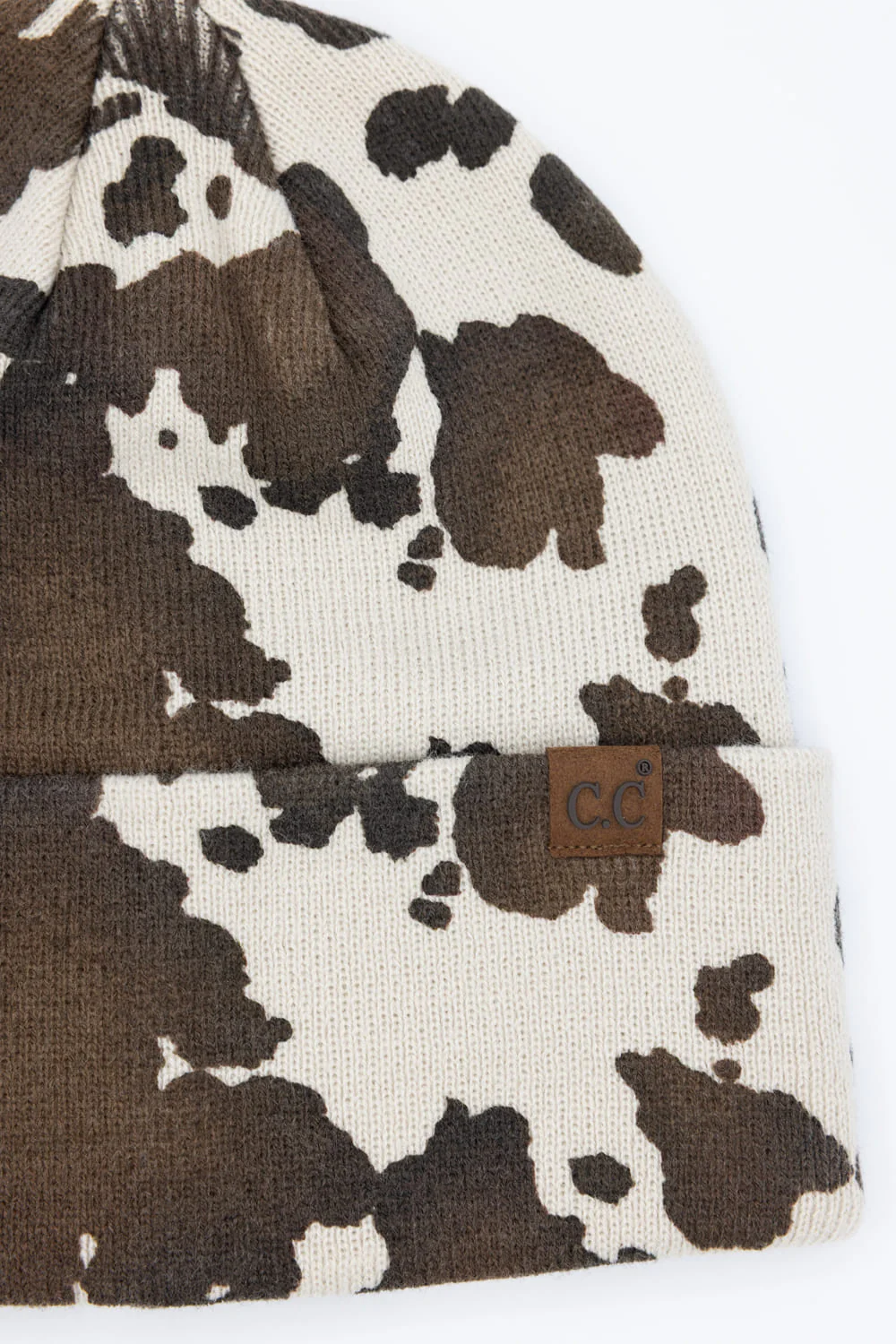 C.C. Cow Pattern Beanie for Women in Brown | HTC0125COW - Image 4