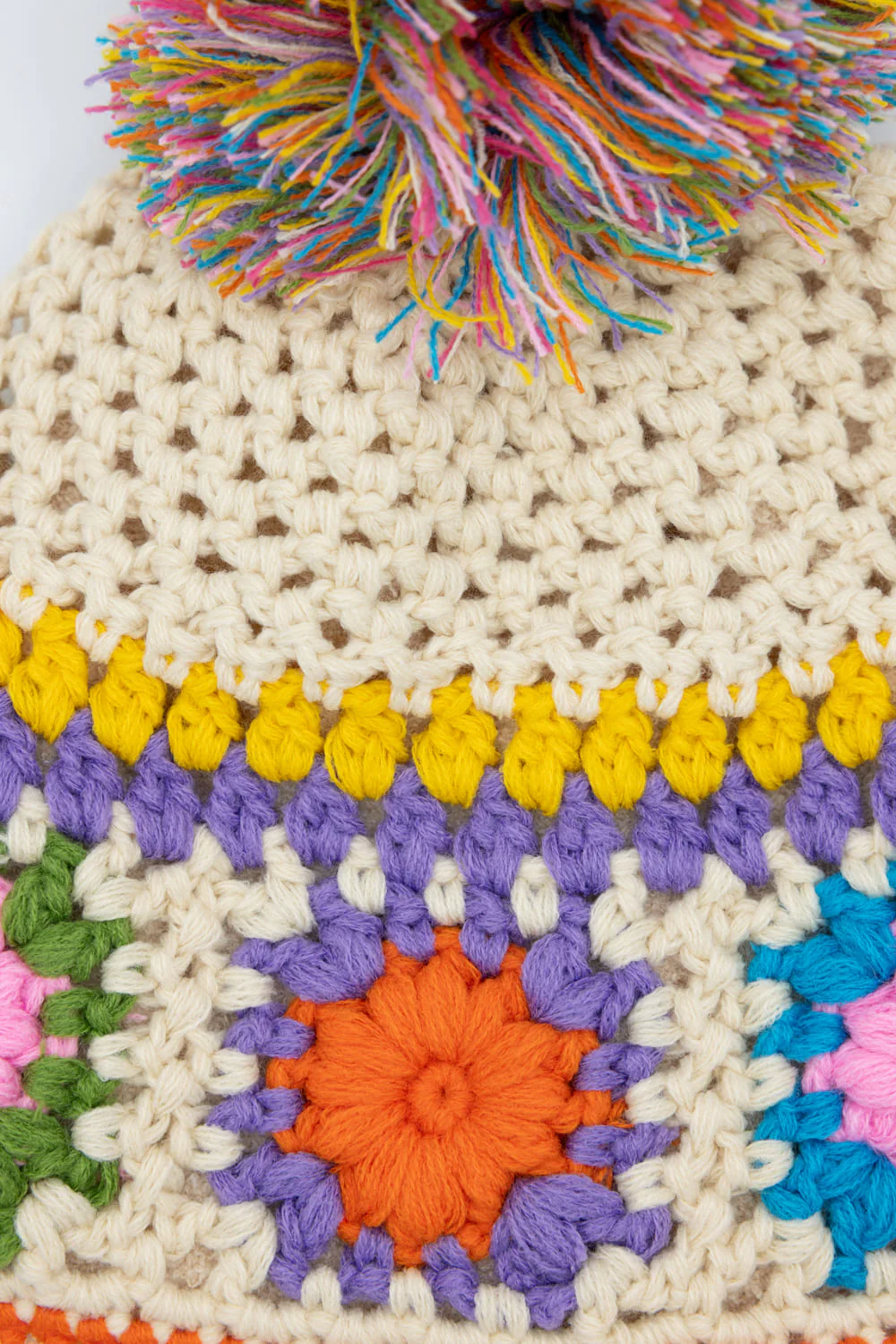 C.C. Crochet Pom Beanie for Women in Multi | HTE0115BGE - Image 2