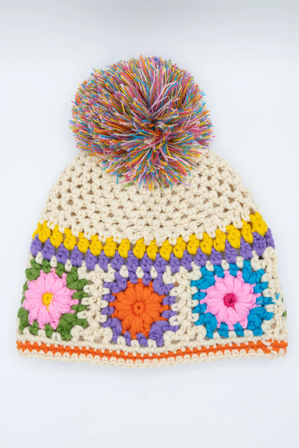 C.C. Crochet Pom Beanie for Women in Multi | HTE0115BGE - Image 4