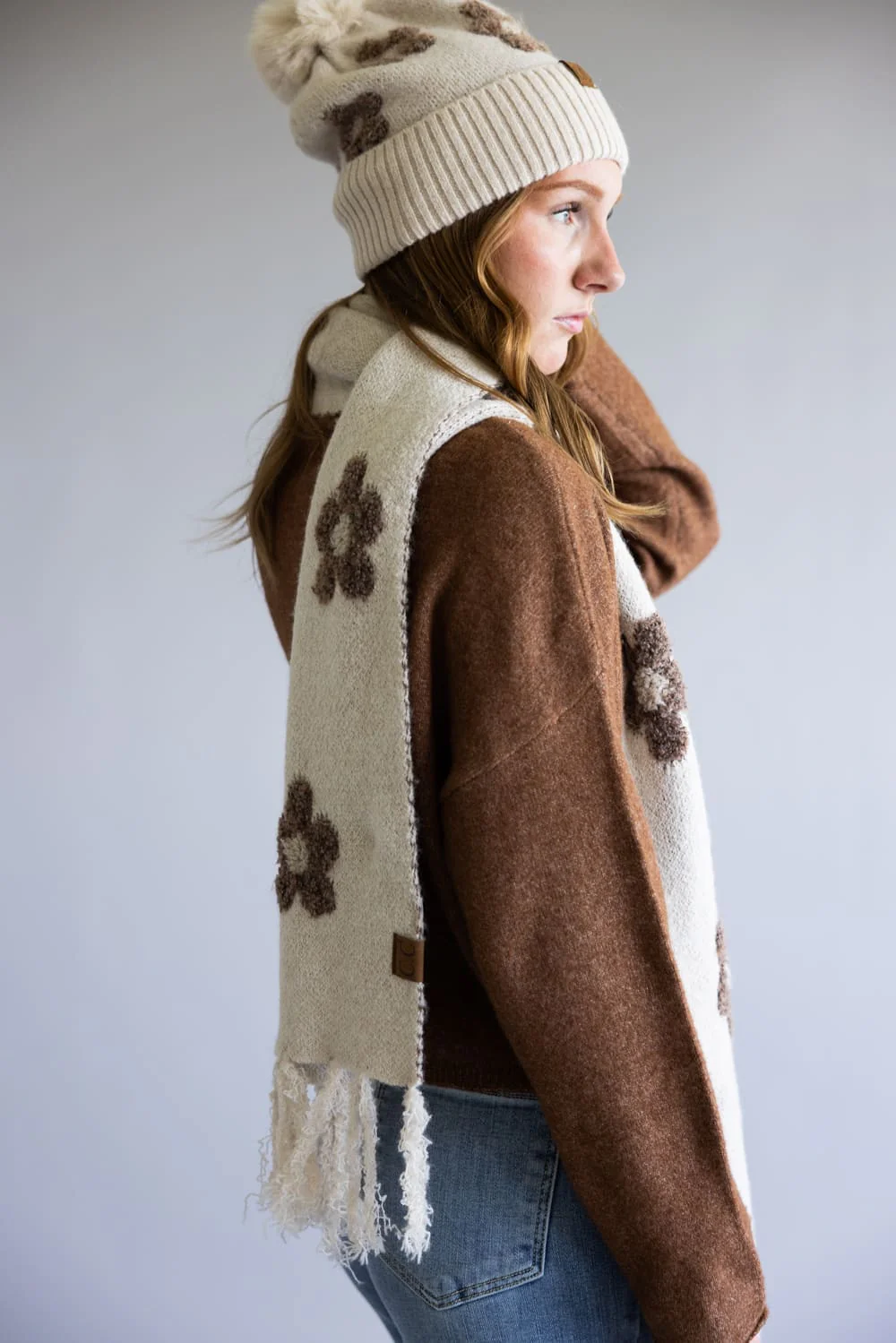 C.C. Daisy Scarf for Women in Heather Beige | SFC0079-HBEIGE - Image 3
