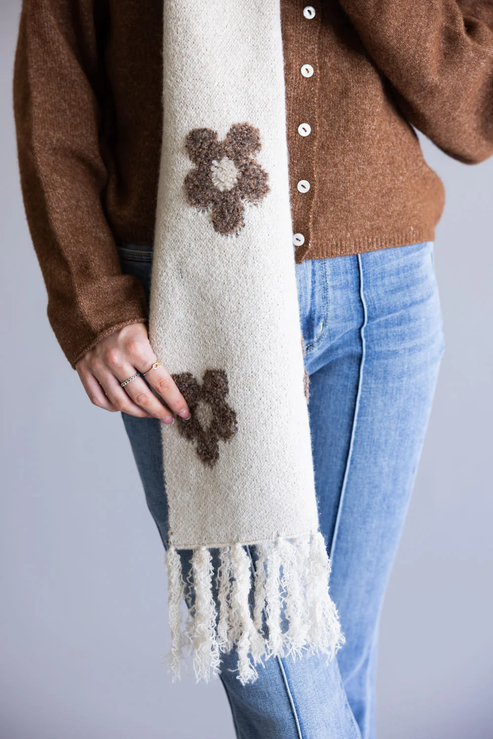 C.C. Daisy Scarf for Women in Heather Beige | SFC0079-HBEIGE - Image 6