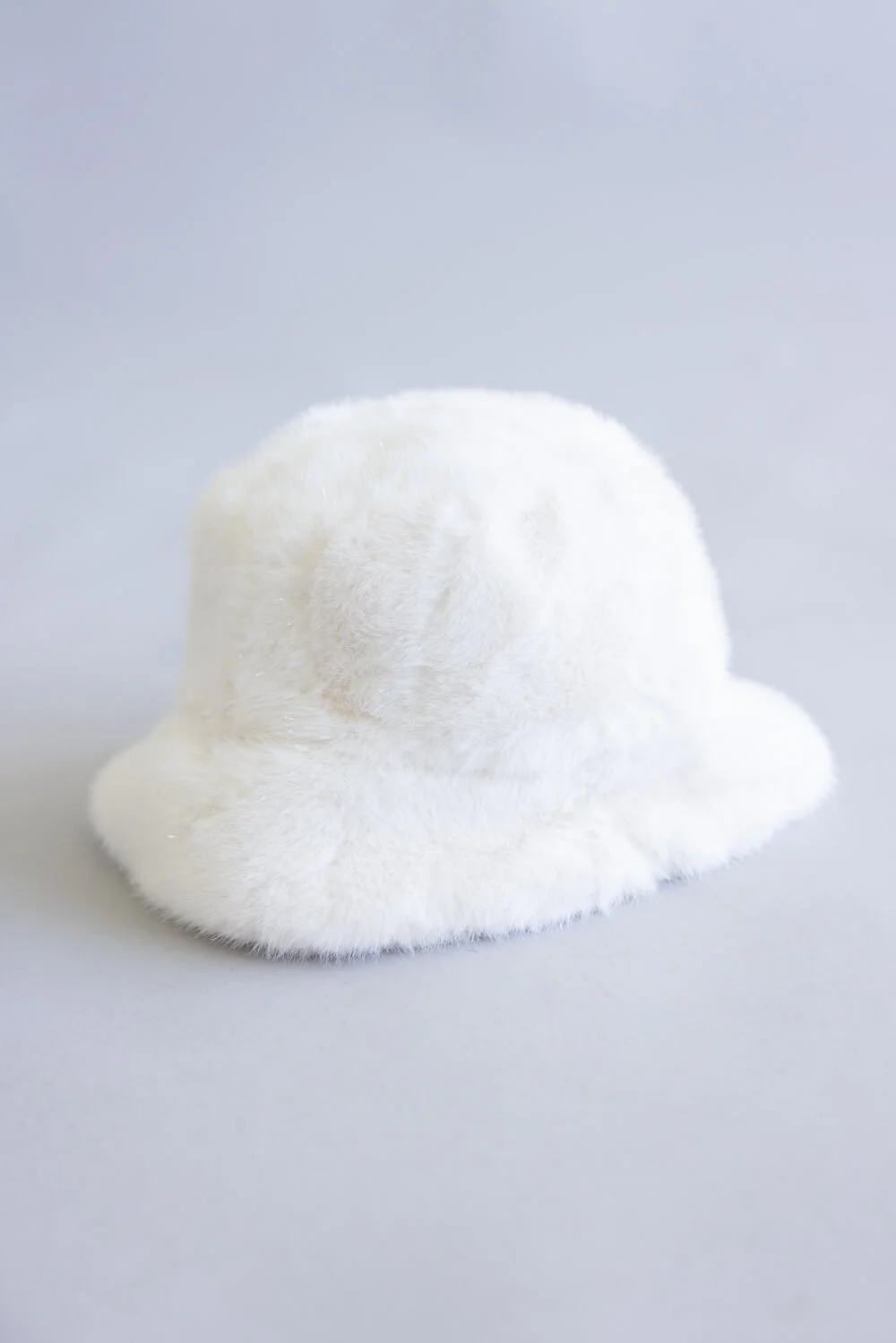 C.C. Glitter Fur Bucket Hat for Women in Ivory | BKE0169IVY - Image 2