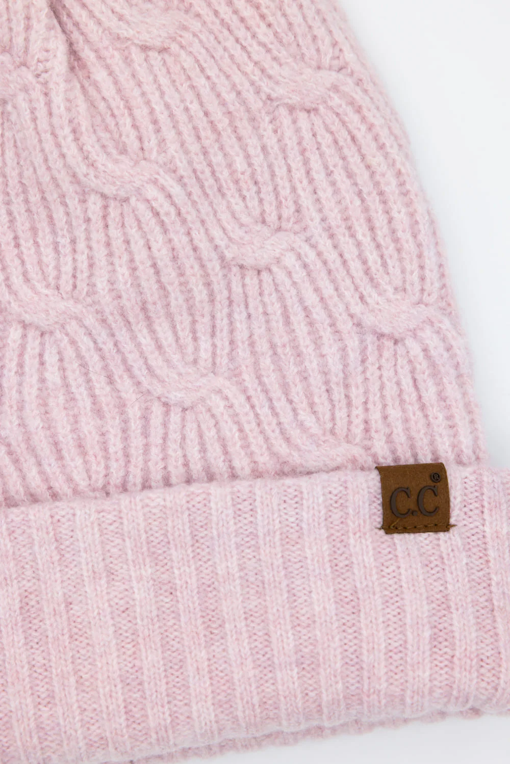 C.C. Knitted Pom Beanie for Women in Rose | HTE0102RSE - Image 2