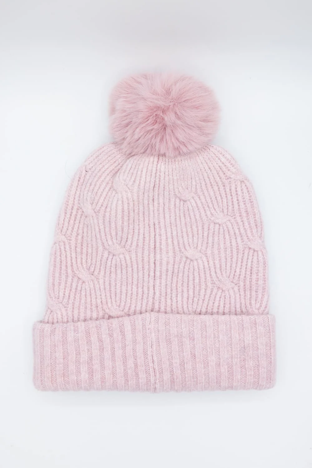 C.C. Knitted Pom Beanie for Women in Rose | HTE0102RSE - Image 4