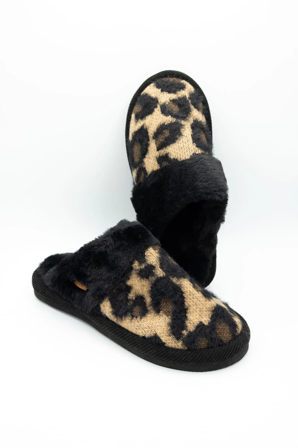 C.C. Leopard Print Slippers for Women in Black | SPE2061-LATTE - Image 2