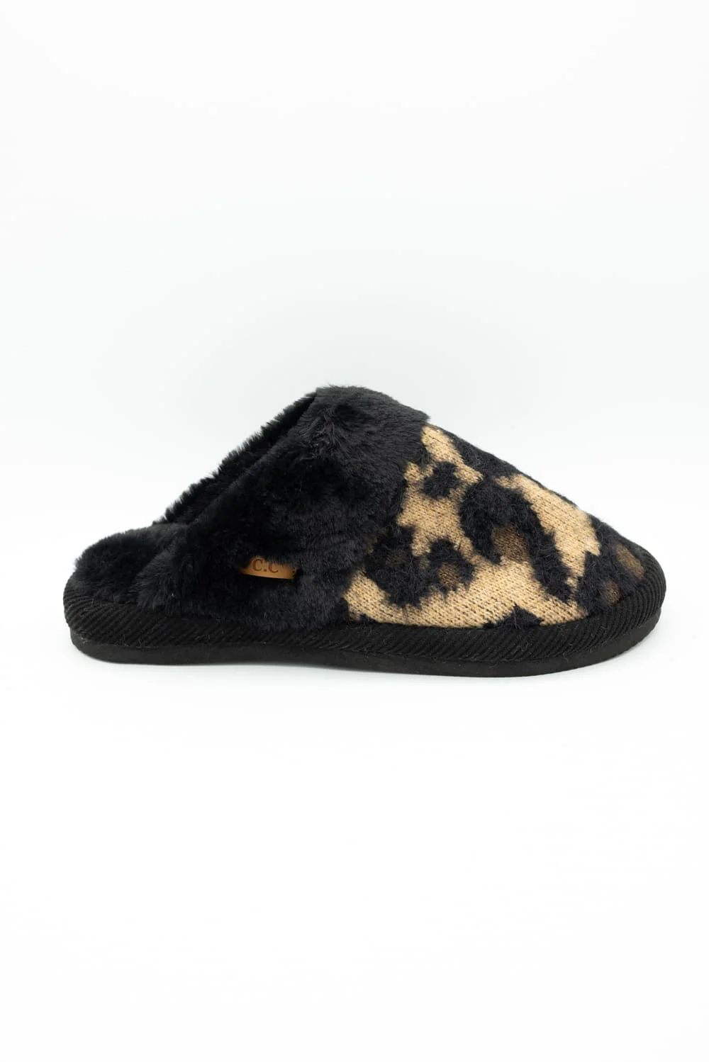 C.C. Leopard Print Slippers for Women in Black | SPE2061-LATTE - Image 3