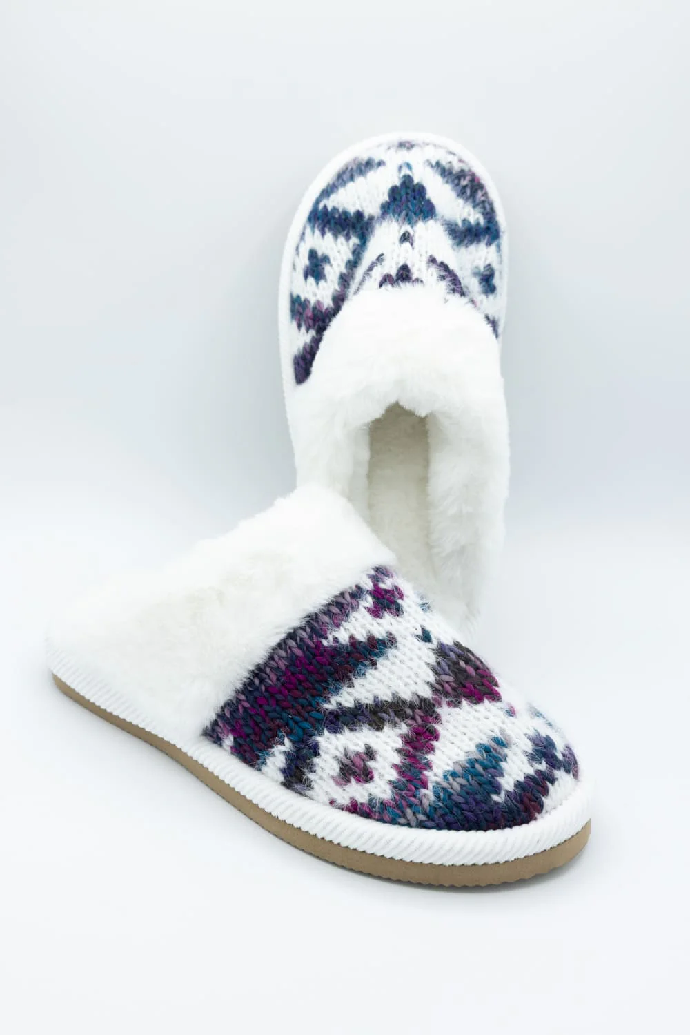 C.C. Ombre Aztec Knitted Slippers for Women in Purple Mix | SPE2093-PURPLEMIX - Image 2