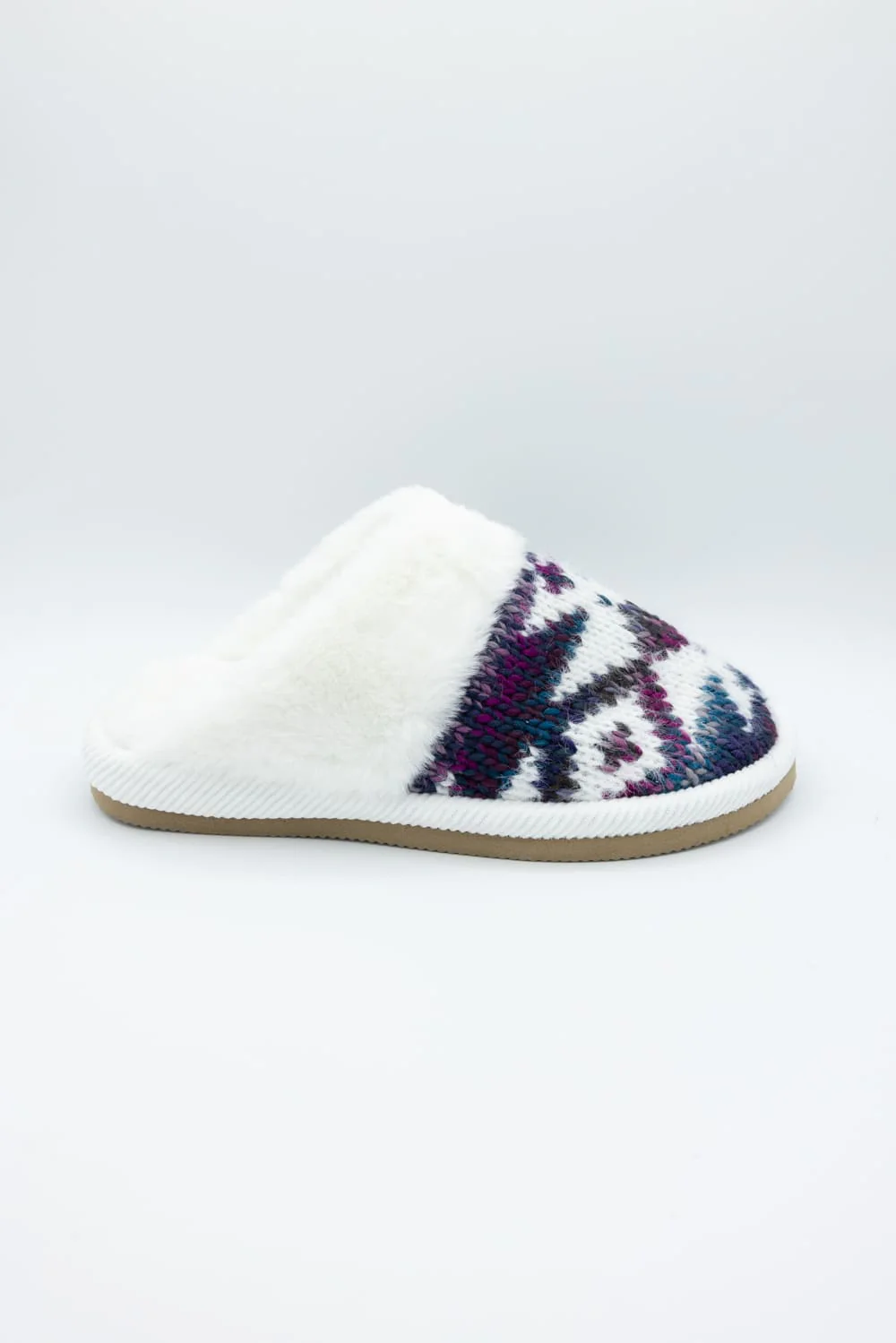 C.C. Ombre Aztec Knitted Slippers for Women in Purple Mix | SPE2093-PURPLEMIX - Image 3