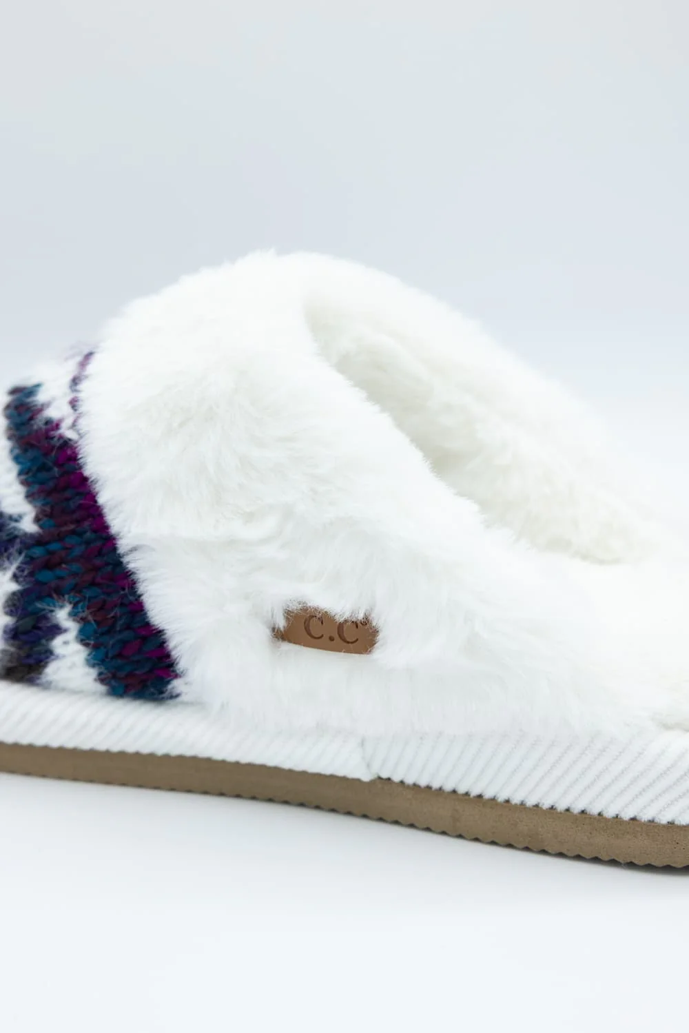 C.C. Ombre Aztec Knitted Slippers for Women in Purple Mix | SPE2093-PURPLEMIX - Image 4