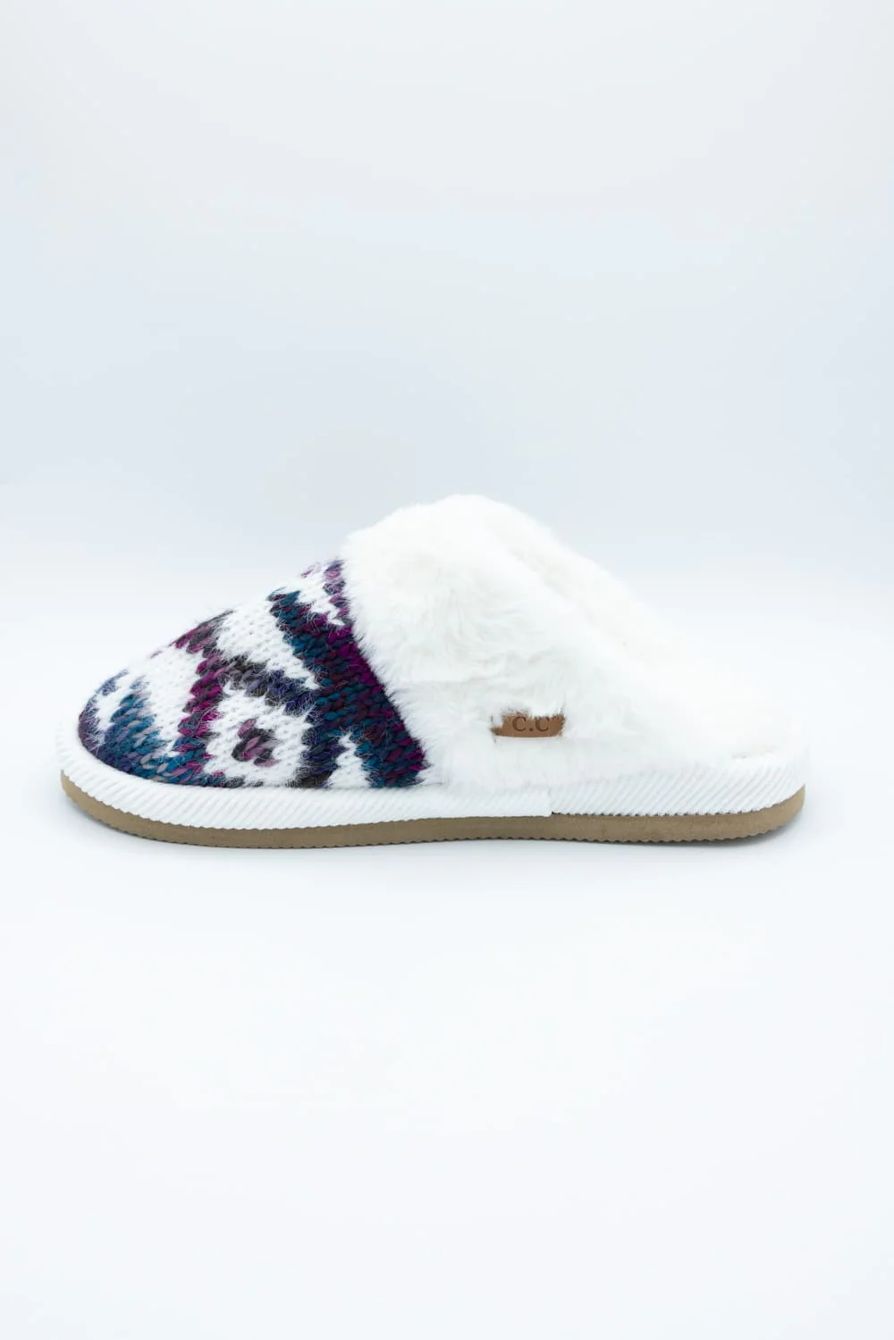 C.C. Ombre Aztec Knitted Slippers for Women in Purple Mix | SPE2093-PURPLEMIX - Image 6