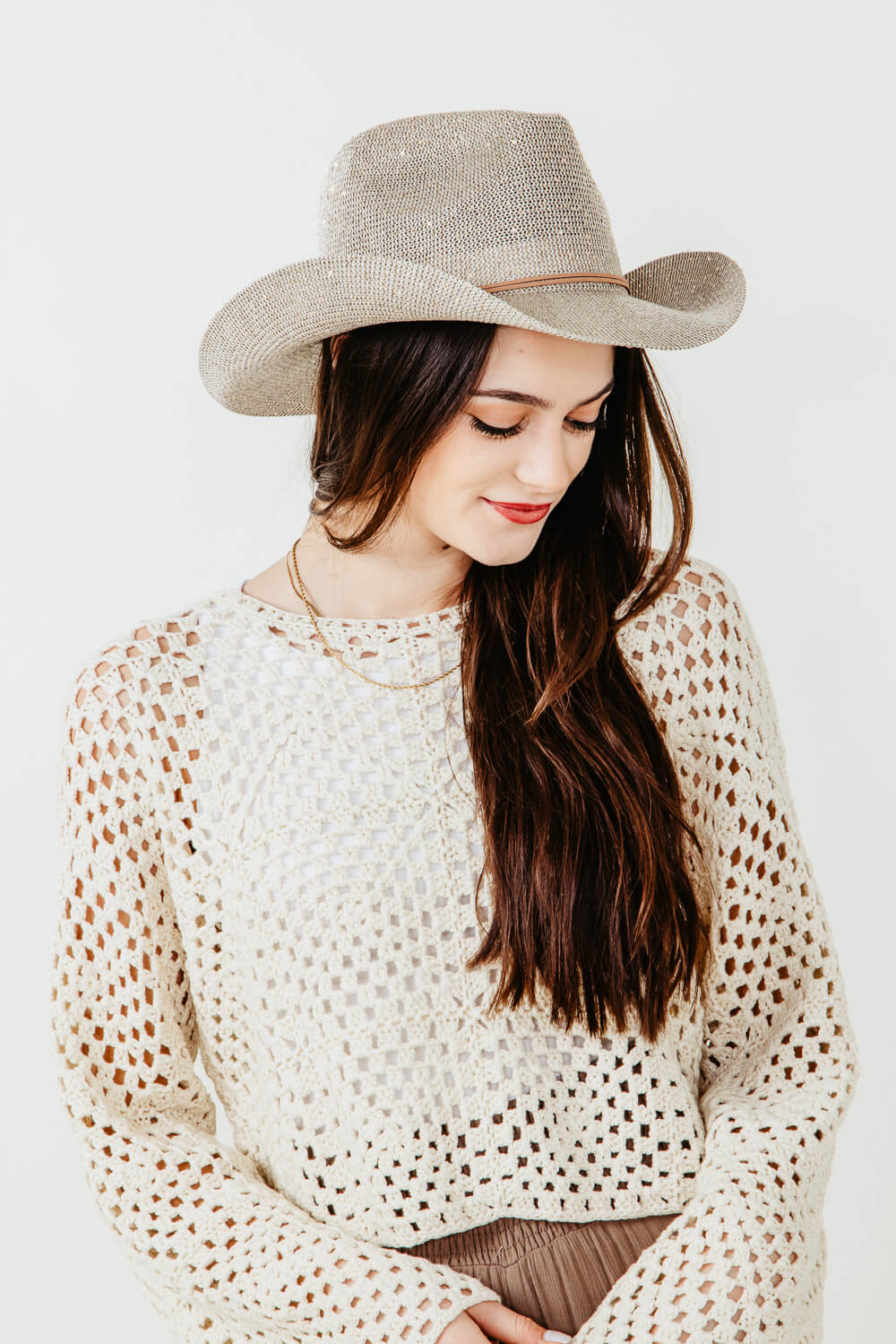 C.C. Sequin Cowgirl Hat for Women in Brown | CBC-03-BEIGE - Image 3