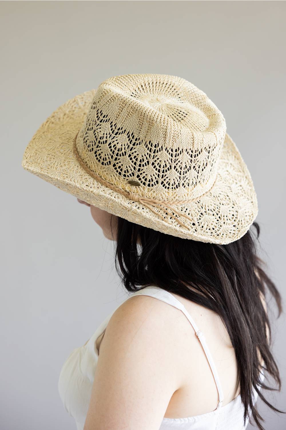 C.C. Woven Cowgirl Hat for Women in Beige | CBC0136-BEIGE - Image 4