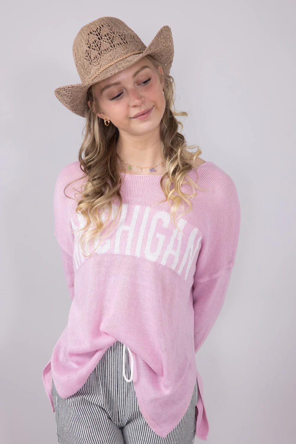 C.C. Woven Cowgirl Hat for Women in Taupe | CBC0136-TAUPE - Image 3