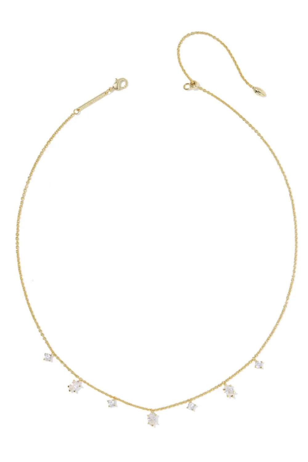 Kendra Scott Cailin Delicate Strand Gold Necklace in White CZ | 9608886206 - Image 2