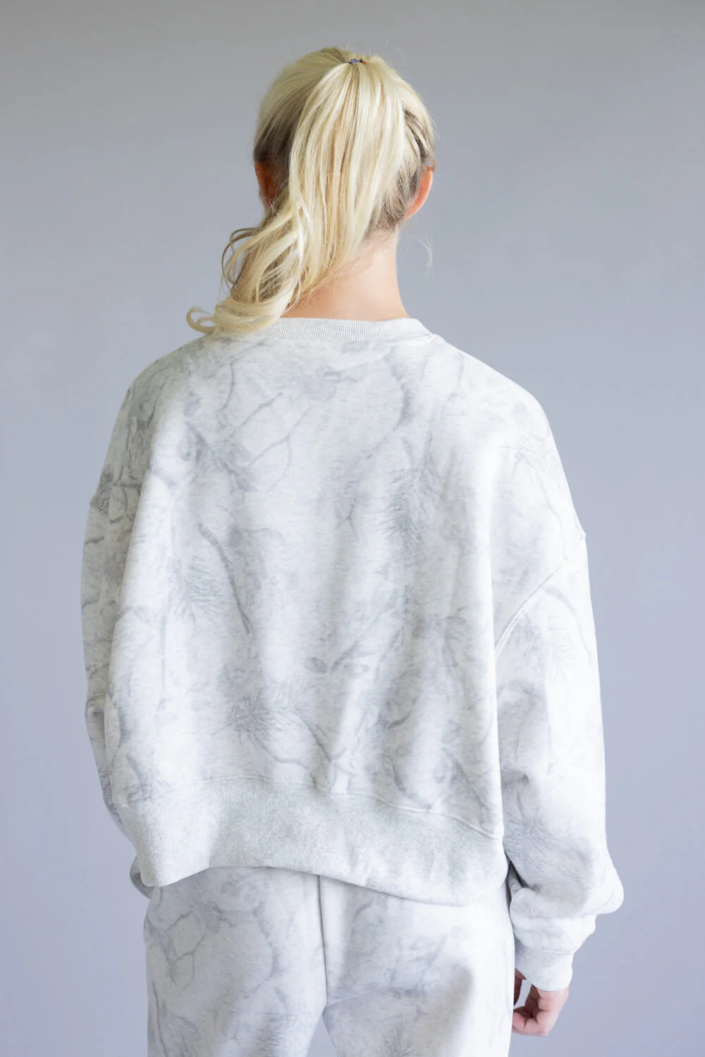 Camo Drop Shoulder Crewneck Fleece Sweatshirt for Women in Grey | CT9245-GREY - Image 2