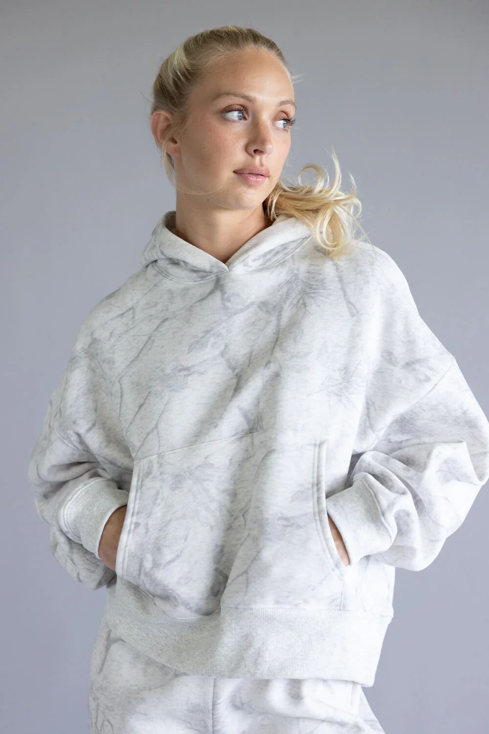 Camo Fleece Hoodie for Women in Grey | CT9263-GREY - Image 2