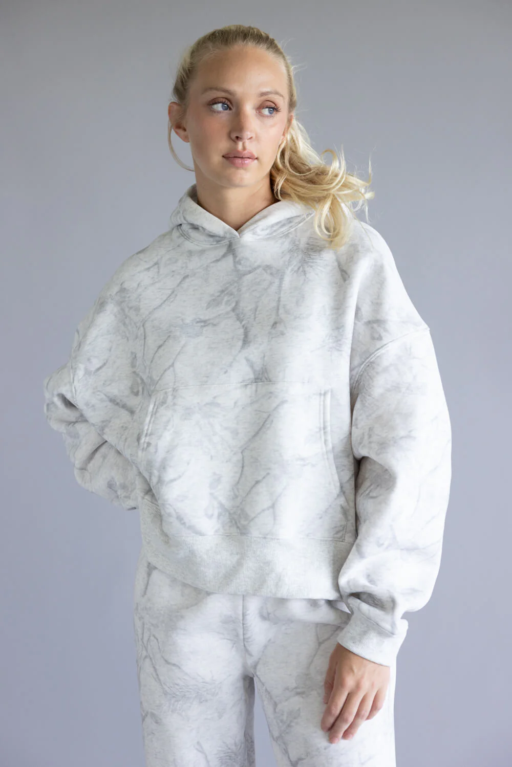 Camo Fleece Hoodie for Women in Grey | CT9263-GREY - Image 5