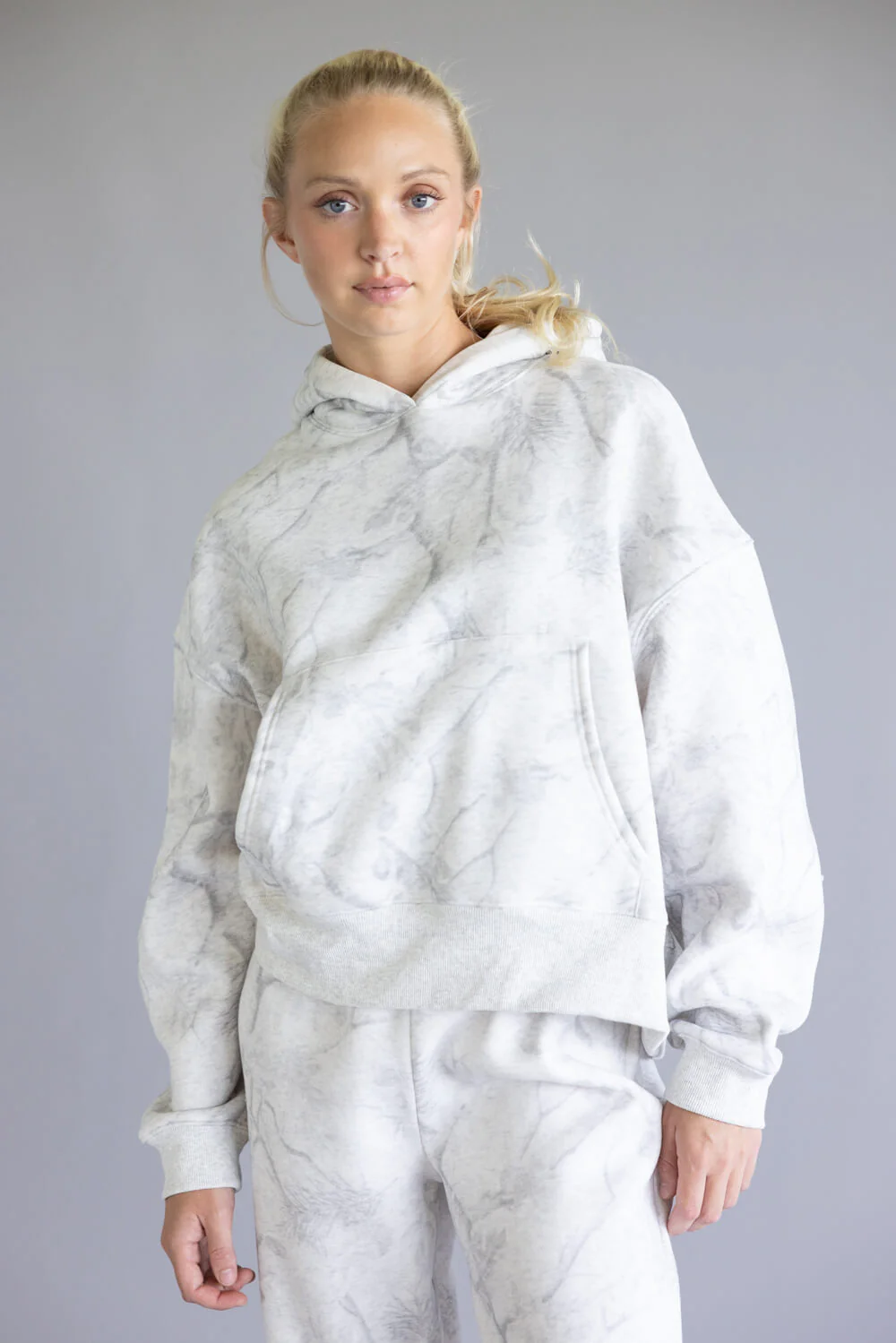Camo Fleece Hoodie for Women in Grey | CT9263-GREY - Image 6