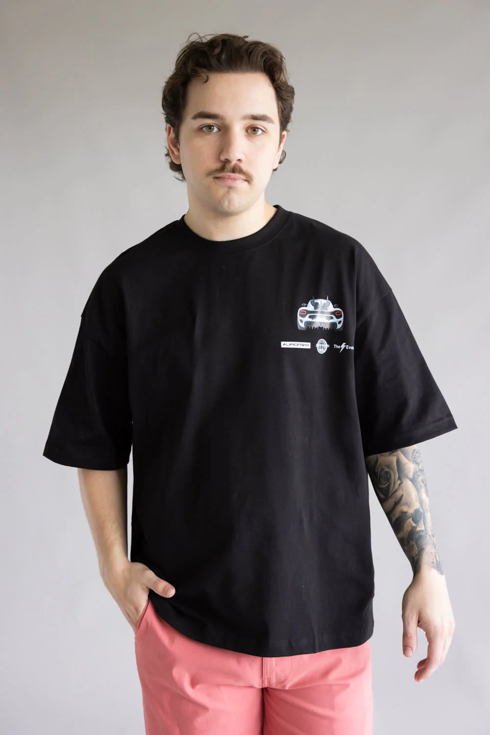 Car Graphic T-Shirt for Men in Black  | CKTS-D380 BLACK - Image 3