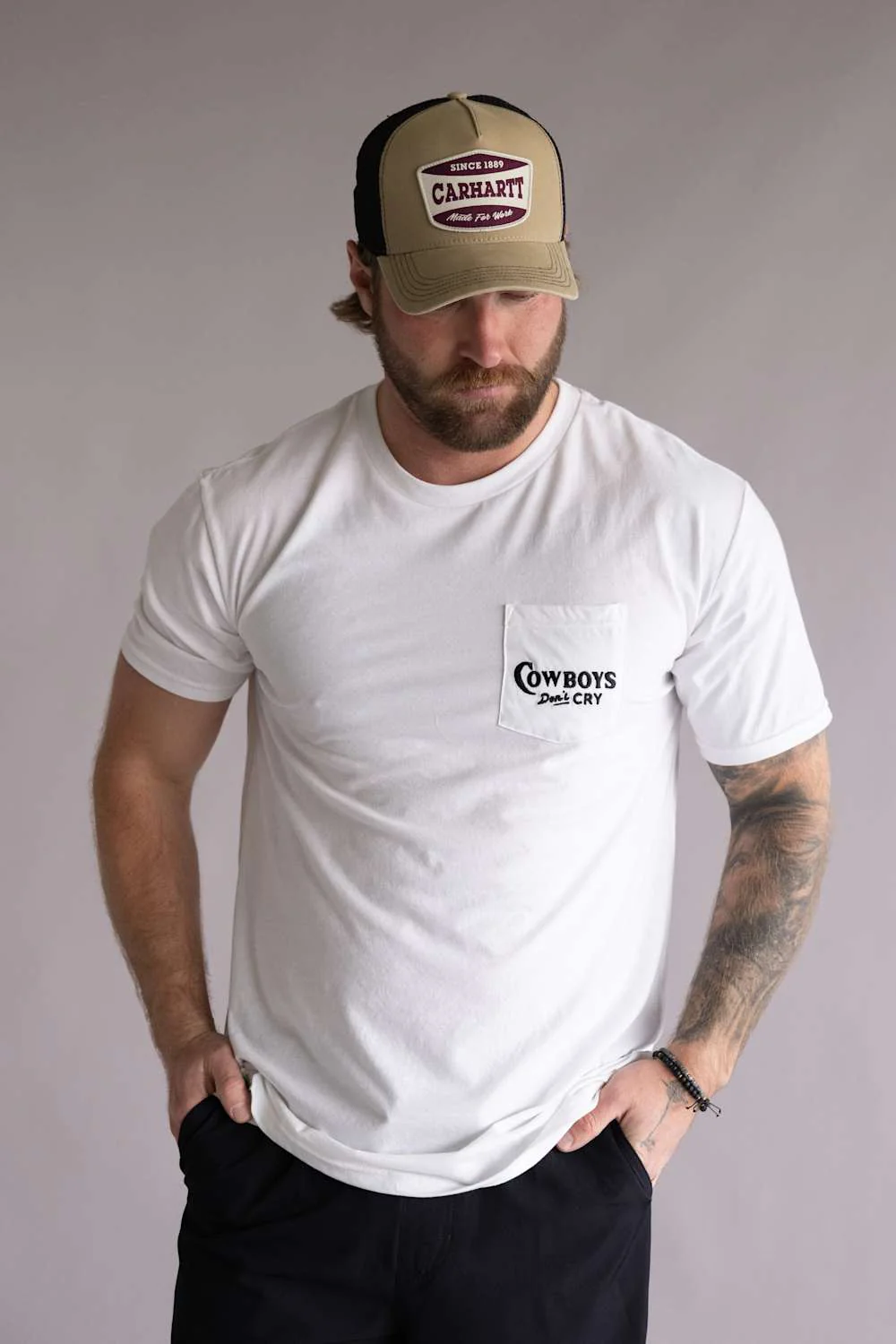 Carhartt Canvas Patch Trucker Hat in Khaki | 107336-DKH-KHAKI - Image 4
