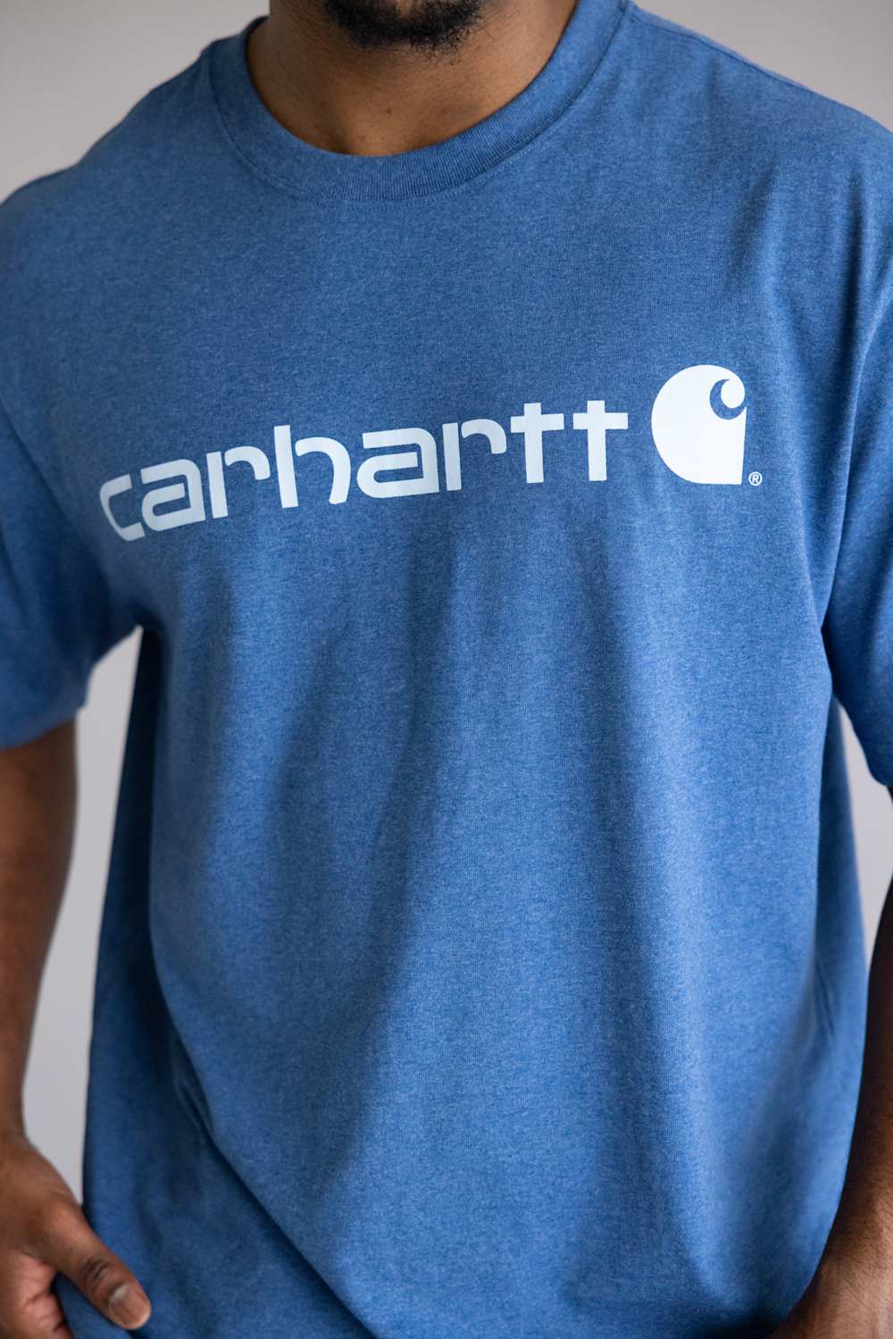 Carhartt Dearborn Loose Logo T-Shirt for Men in Dark Tranquil Blue | K195-HT0-DKBLUE - Image 2