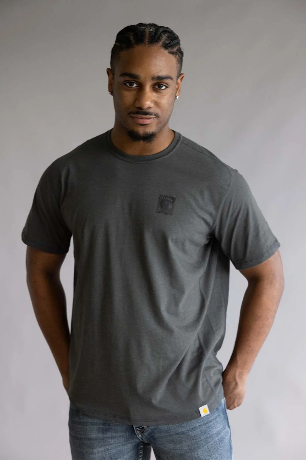 Carhartt Force Logo T-Shirt for Men in Carbon Heather | 107283-CRH-CARBON - Image 4