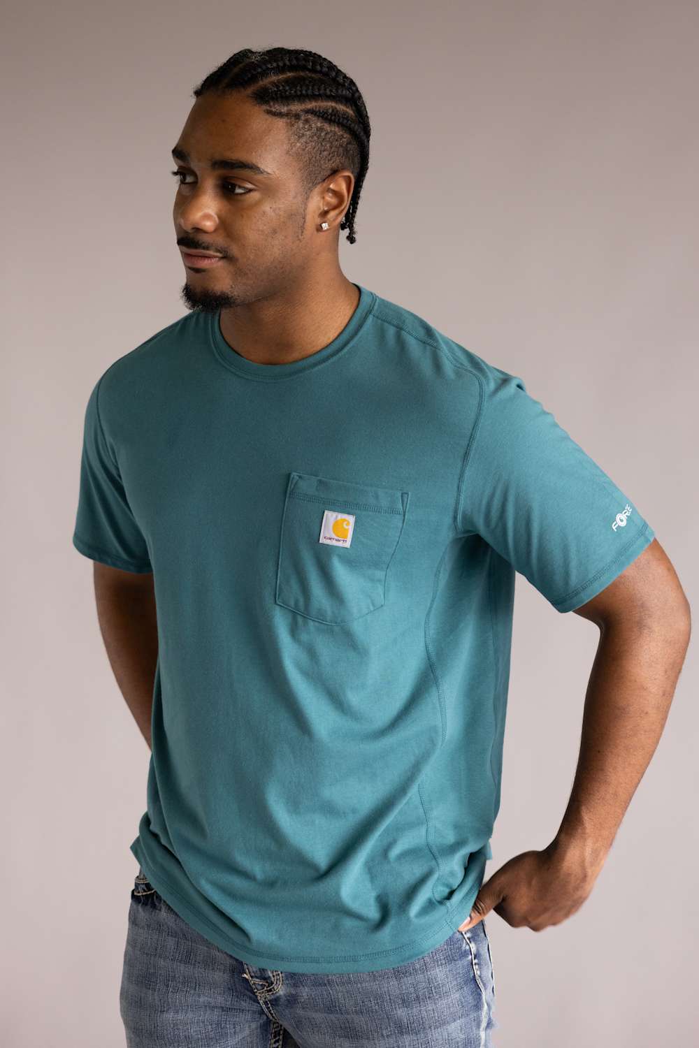 Carhartt Force Pocket T-Shirt for Men in Dark Teal | 106652-G03-DKTEAL - Image 4
