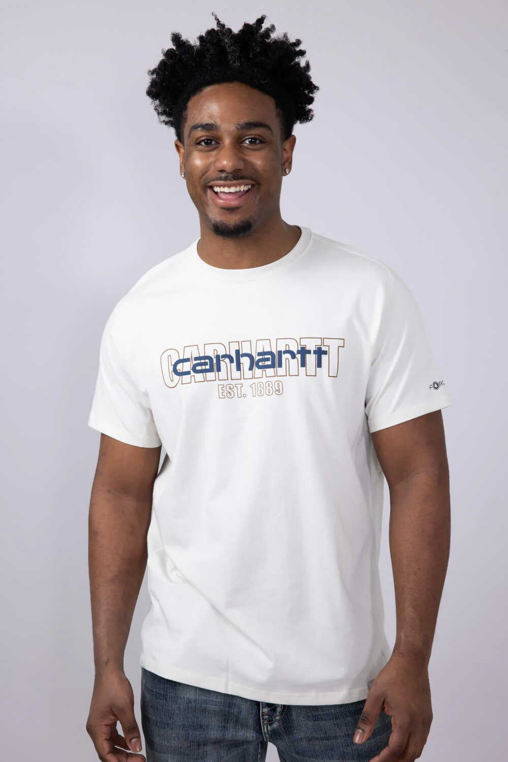 Carhartt Force Relaxed Fit Midweight Logo T-Shirt for Men in Malt | 106653-W03-MALT - Image 2