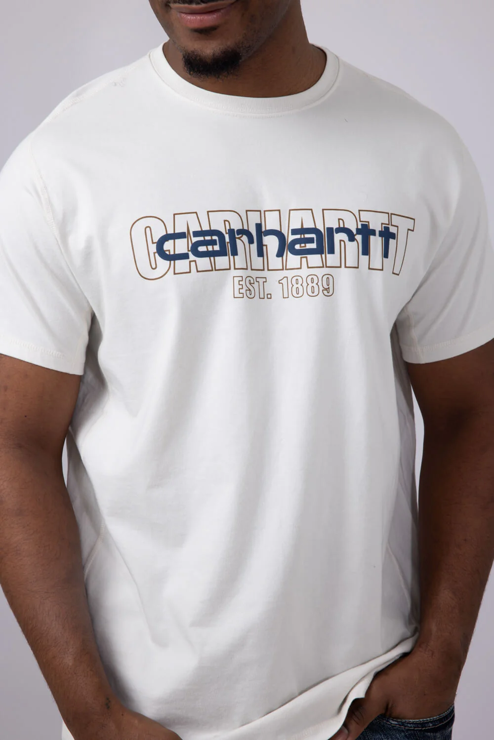 Carhartt Force Relaxed Fit Midweight Logo T-Shirt for Men in Malt | 106653-W03-MALT - Image 4