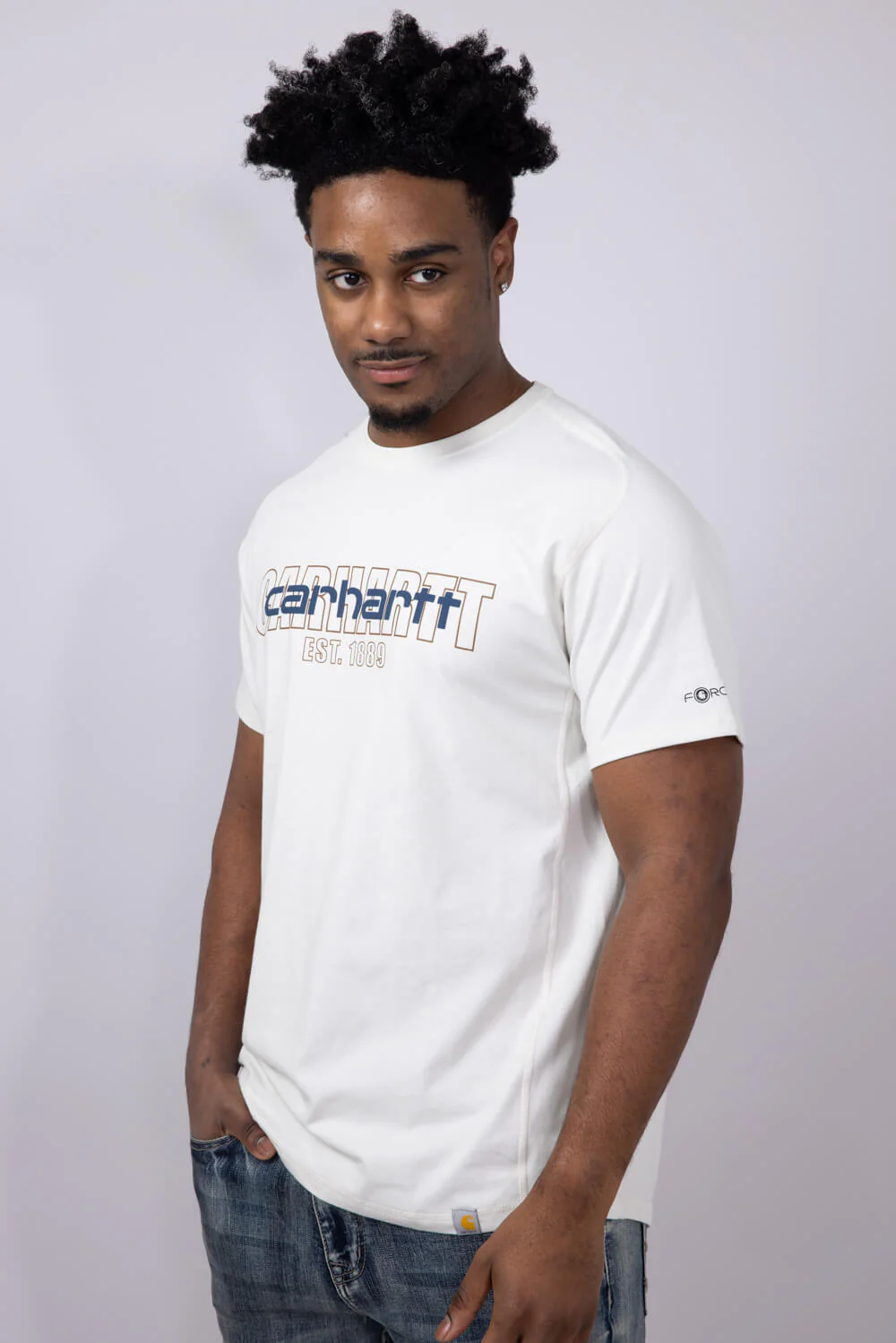 Carhartt Force Relaxed Fit Midweight Logo T-Shirt for Men in Malt | 106653-W03-MALT - Image 5