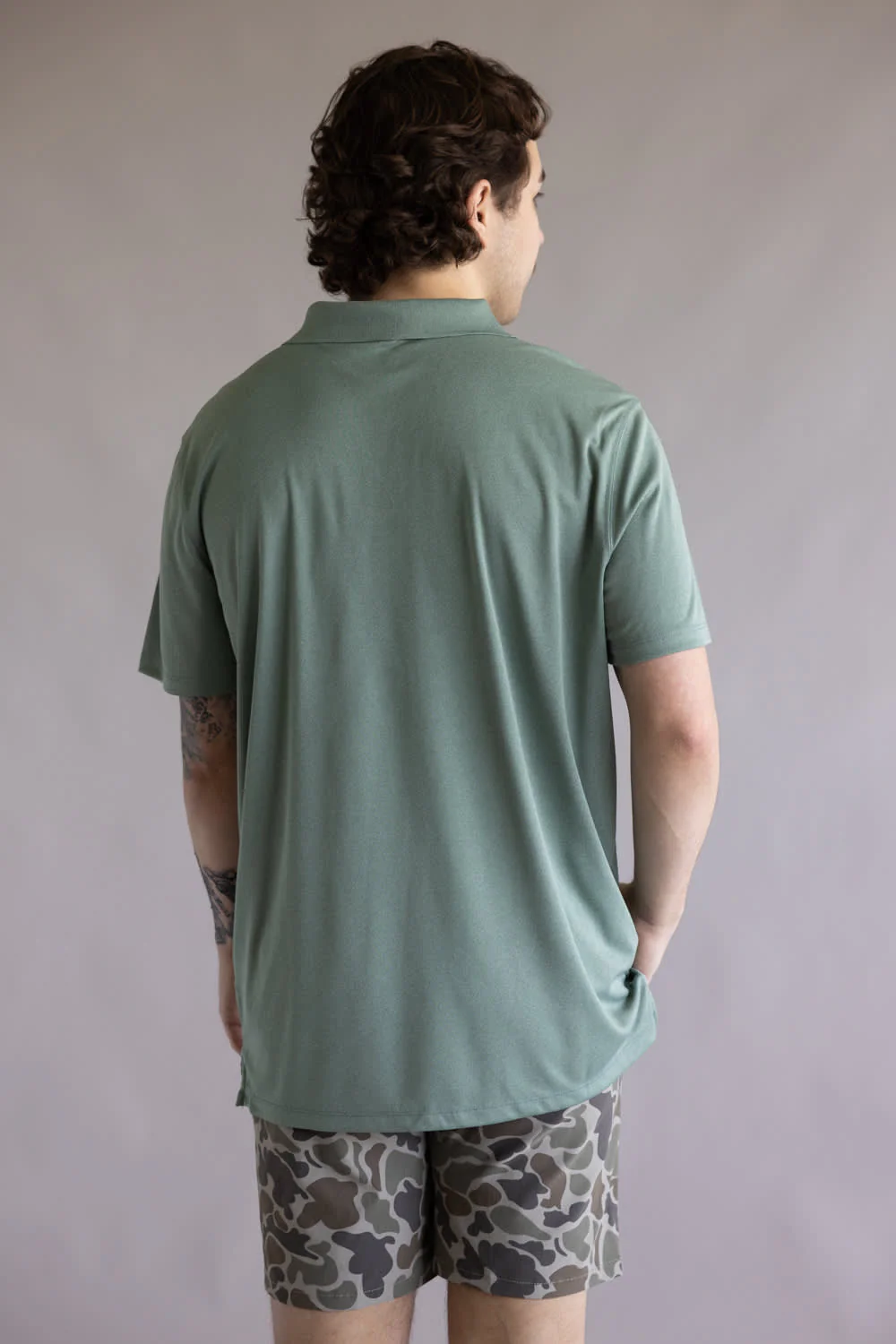 Carhartt Force Sun Defender Polo for Men in Green Slate Heather | 106901-G06-GREENSLATE - Image 3