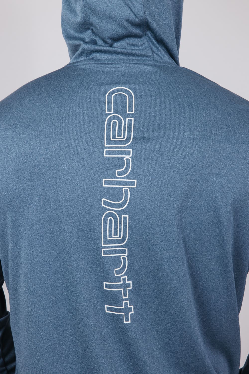 Carhartt Force Sun Lightweight Logo Long Sleeve Hooded Graphic T-Shirt for Men in Blue | 106165-HK9-STORMBLU - Image 3